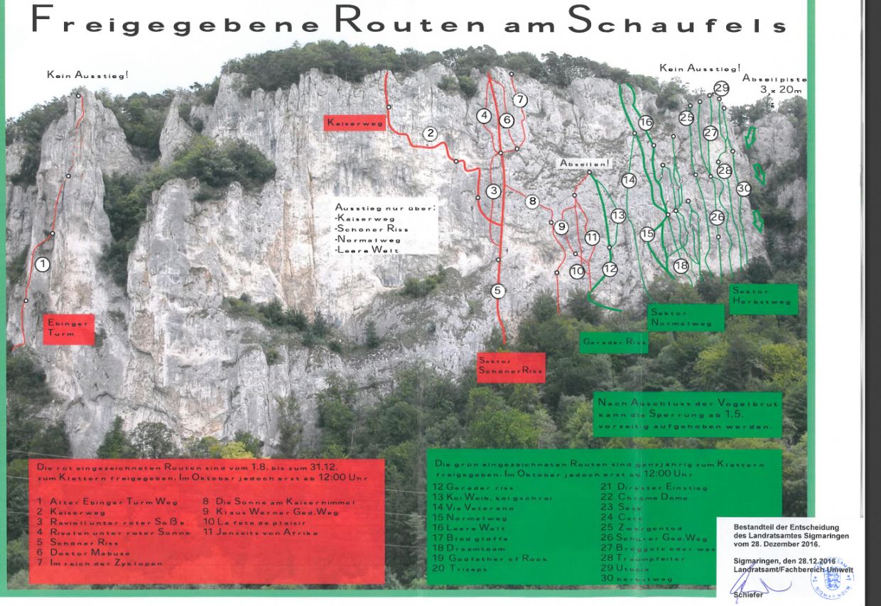 Kletterregelungen am Schaufelsmassiv